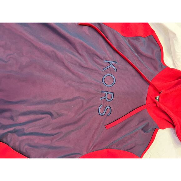 Michael Kors Hoodie Pullover, Men's Small, Red/Blue Colorblock Mesh Overlay - Picture 4 of 11